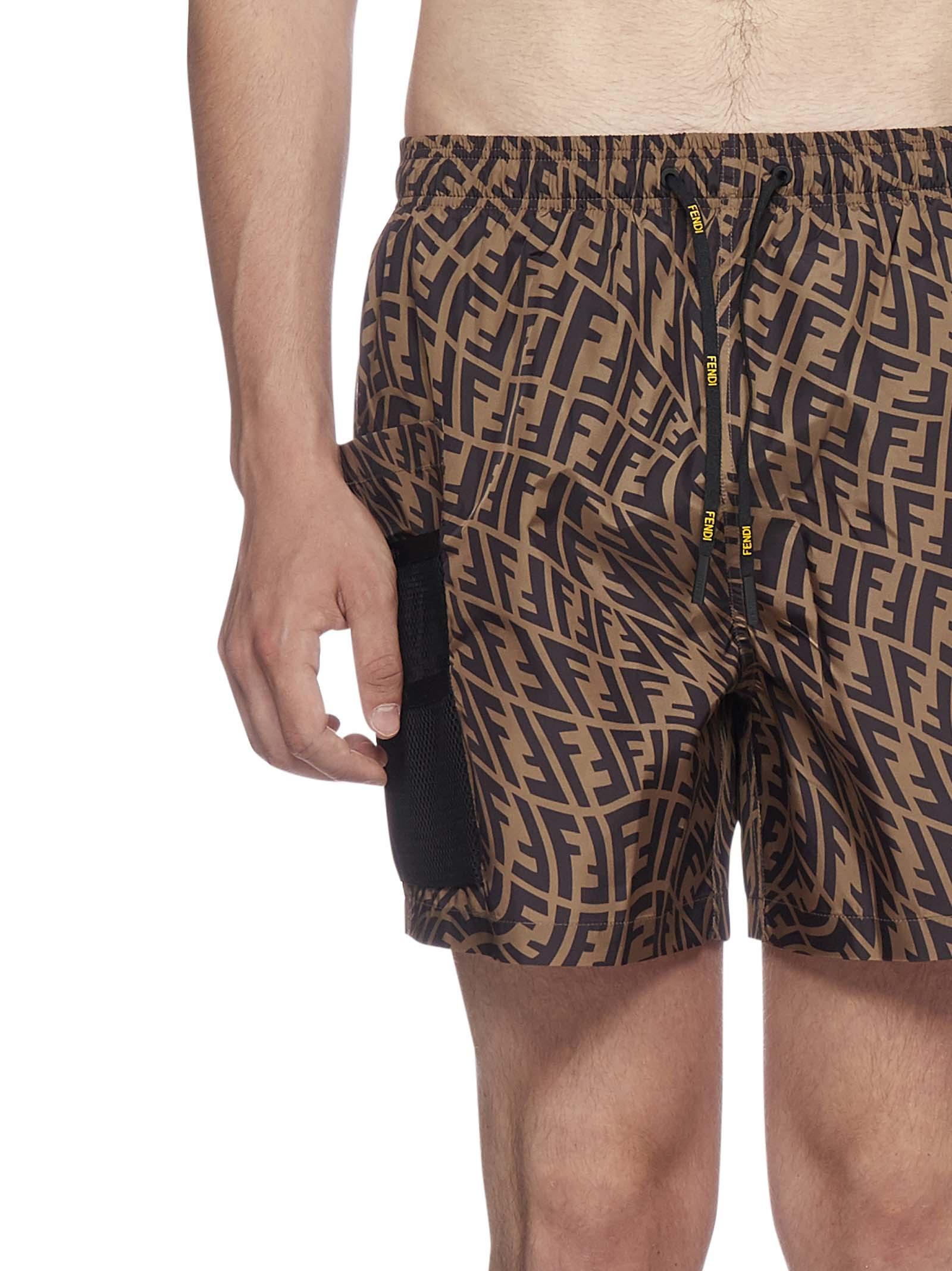 Fendi Ff Vertigo Swim Shorts in Brown for Men | Lyst