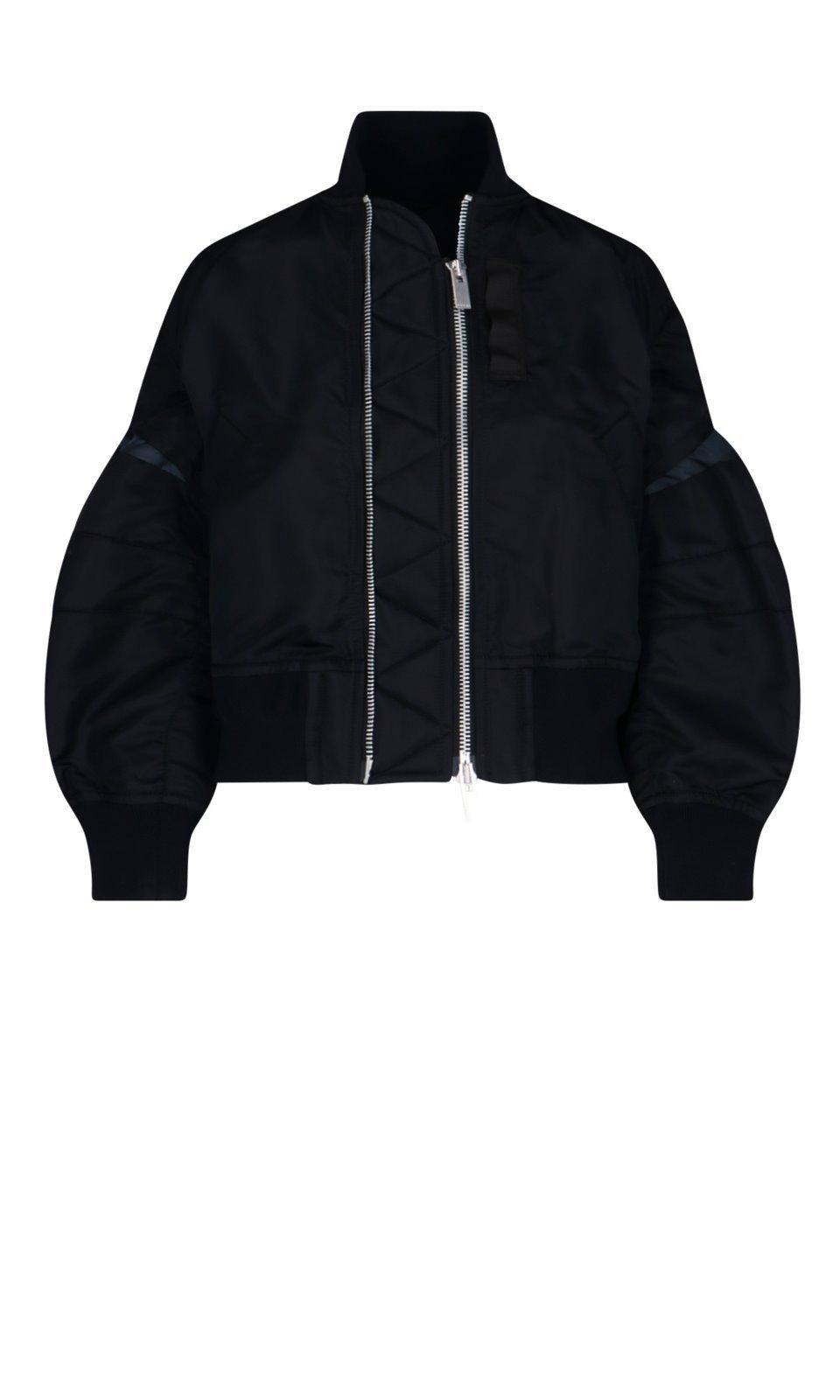 Sacai Synthetic Billow Sleeves Bomber Jacket in Black - Lyst