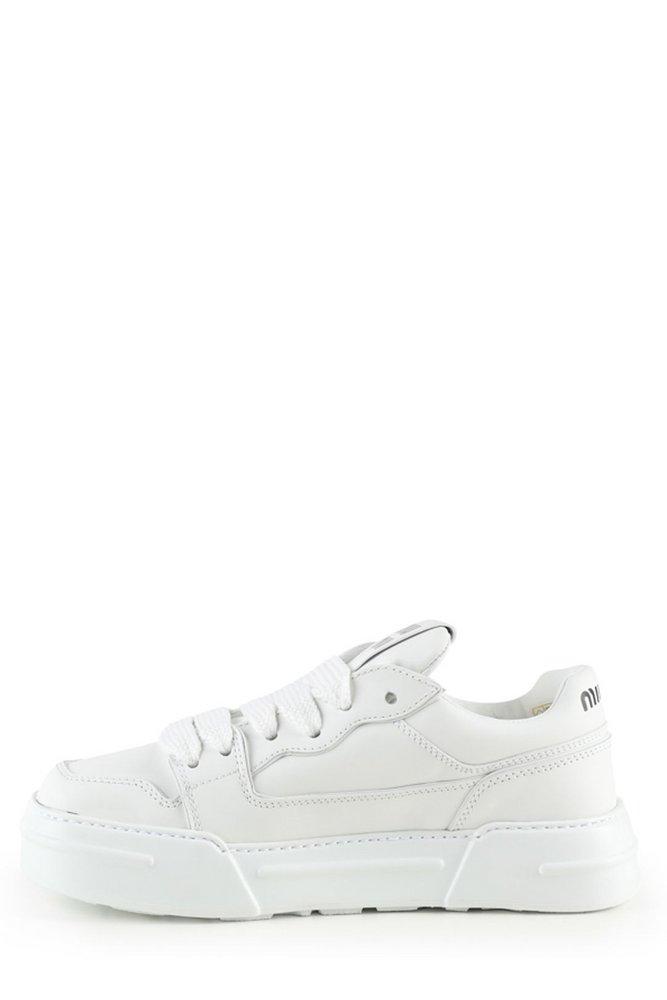 MIU MIU- Leather Low-top Sneakers- Woman-  - White