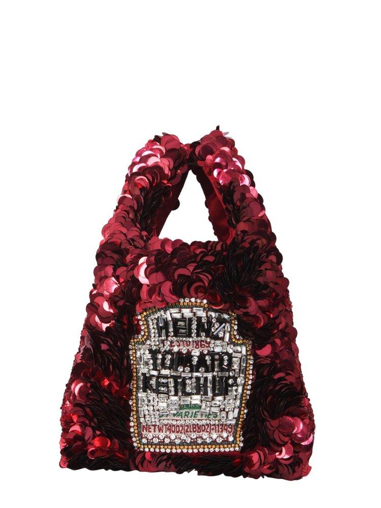 Anya Hindmarch Ketchup Sequin-embellished Small Tote Bag in Red | Lyst