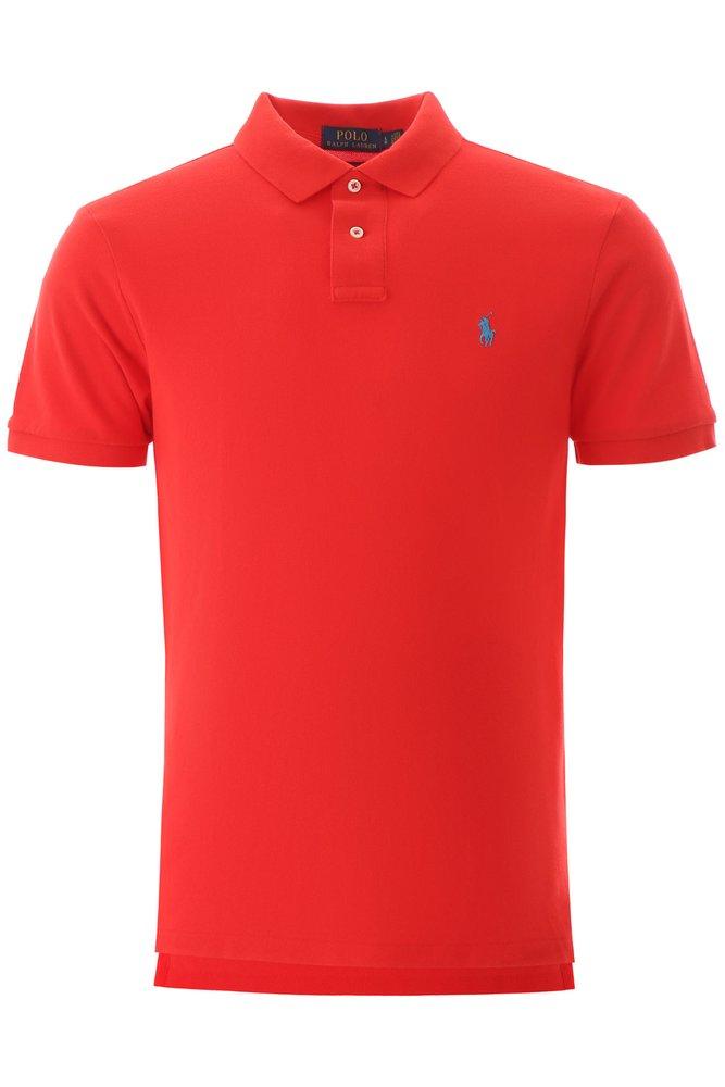 Polo Ralph Lauren Cotton Logo Slim-fit Polo Shirt in Red for Men | Lyst UK