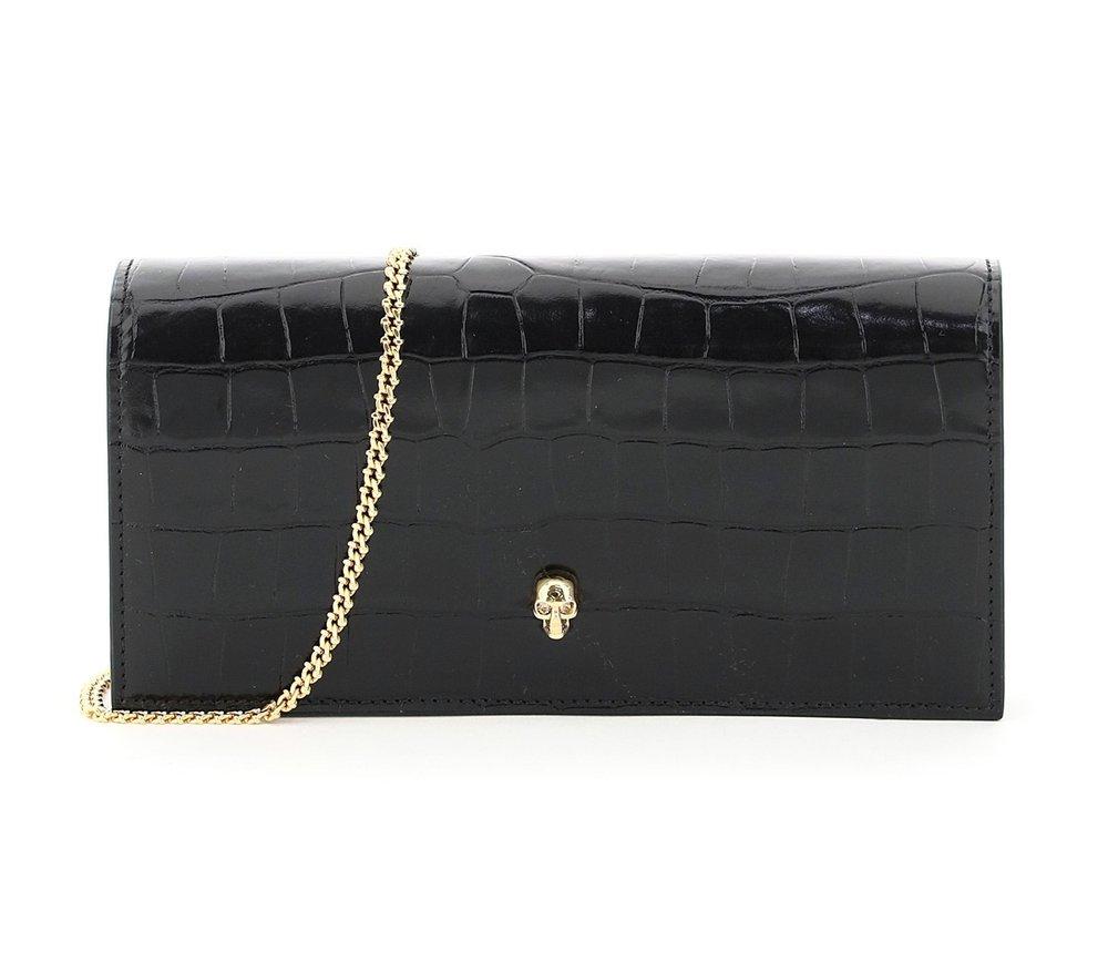 Alexander McQueen Leather Embossed Envelope Clutch in Black Womens Bags Clutches and evening bags 
