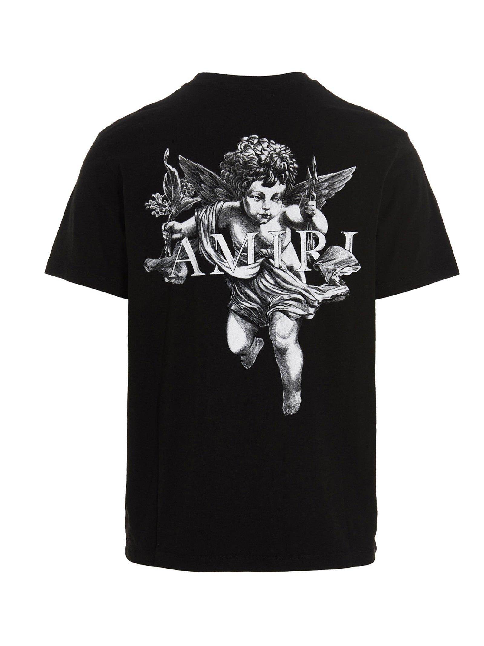 Amiri Logo Shaded Cherub Print Jersey T-shirt in Black for Men | Lyst