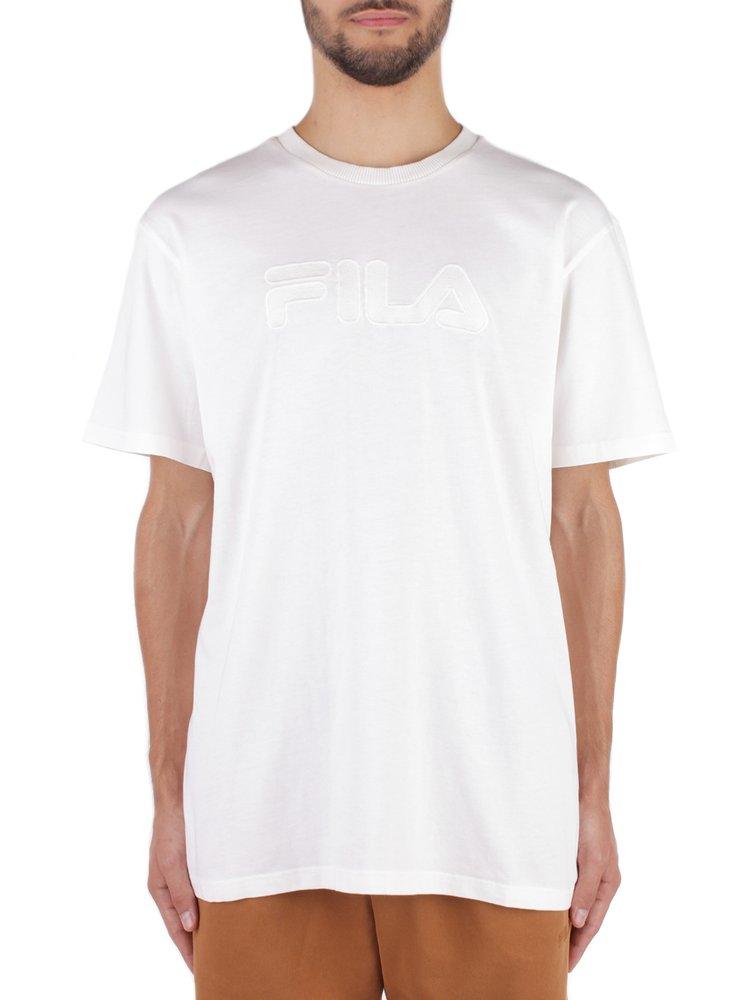 Fila Logo Embroidered Crewneck T-shirt in White for Men | Lyst