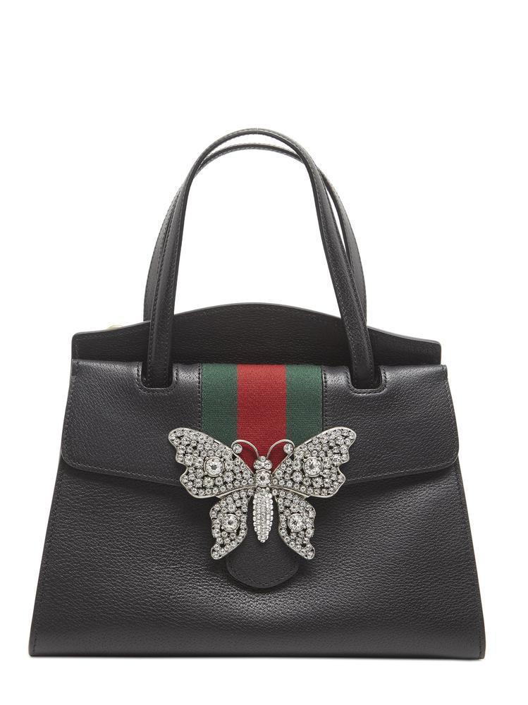 Gucci Totem Embellished Butterfly Tote Bag in Black | Lyst