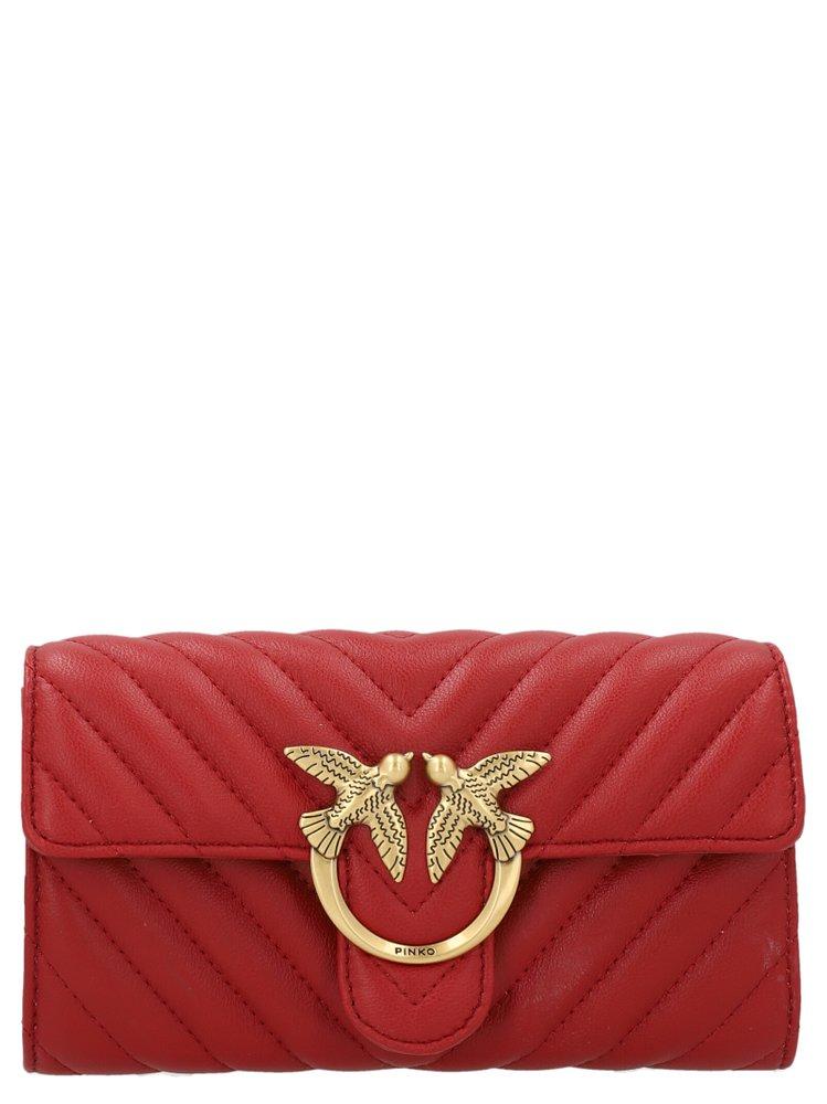 Pinko Love Chain Linked Quilted Shoulder Bag in Red | Lyst