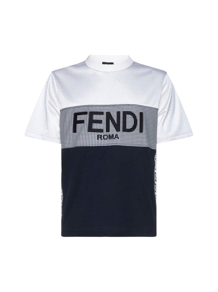 Mens T-shirts Fendi T-shirts Fendi Appliqué-logo Short-sleeve T-shirt in White for Men Save 5% 