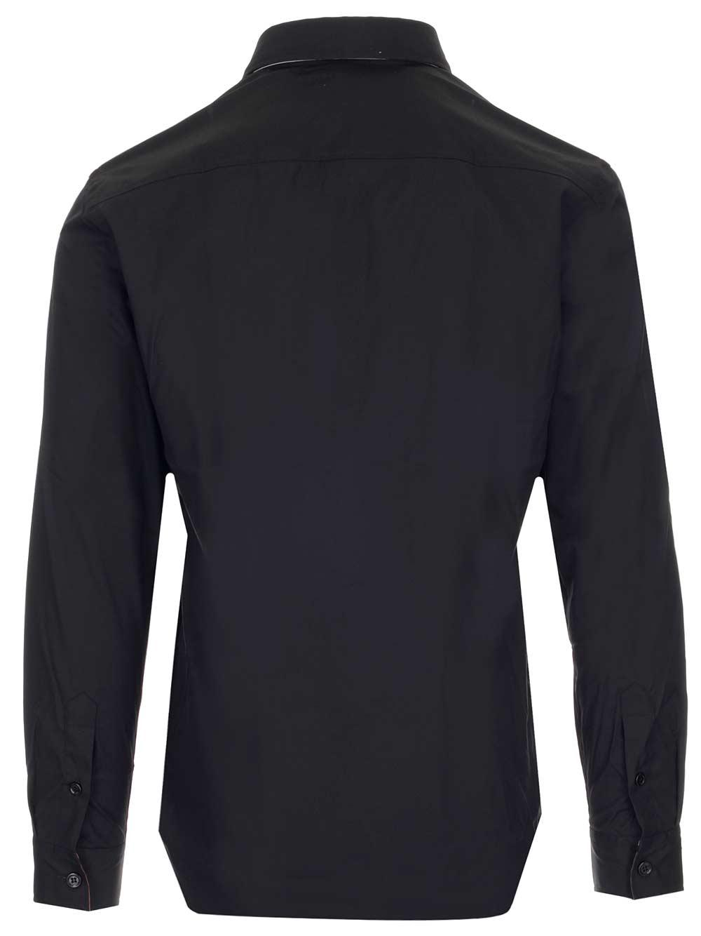 Burberry Cotton Slim Fit Monogram Motif Shirt in Black for Men - Lyst