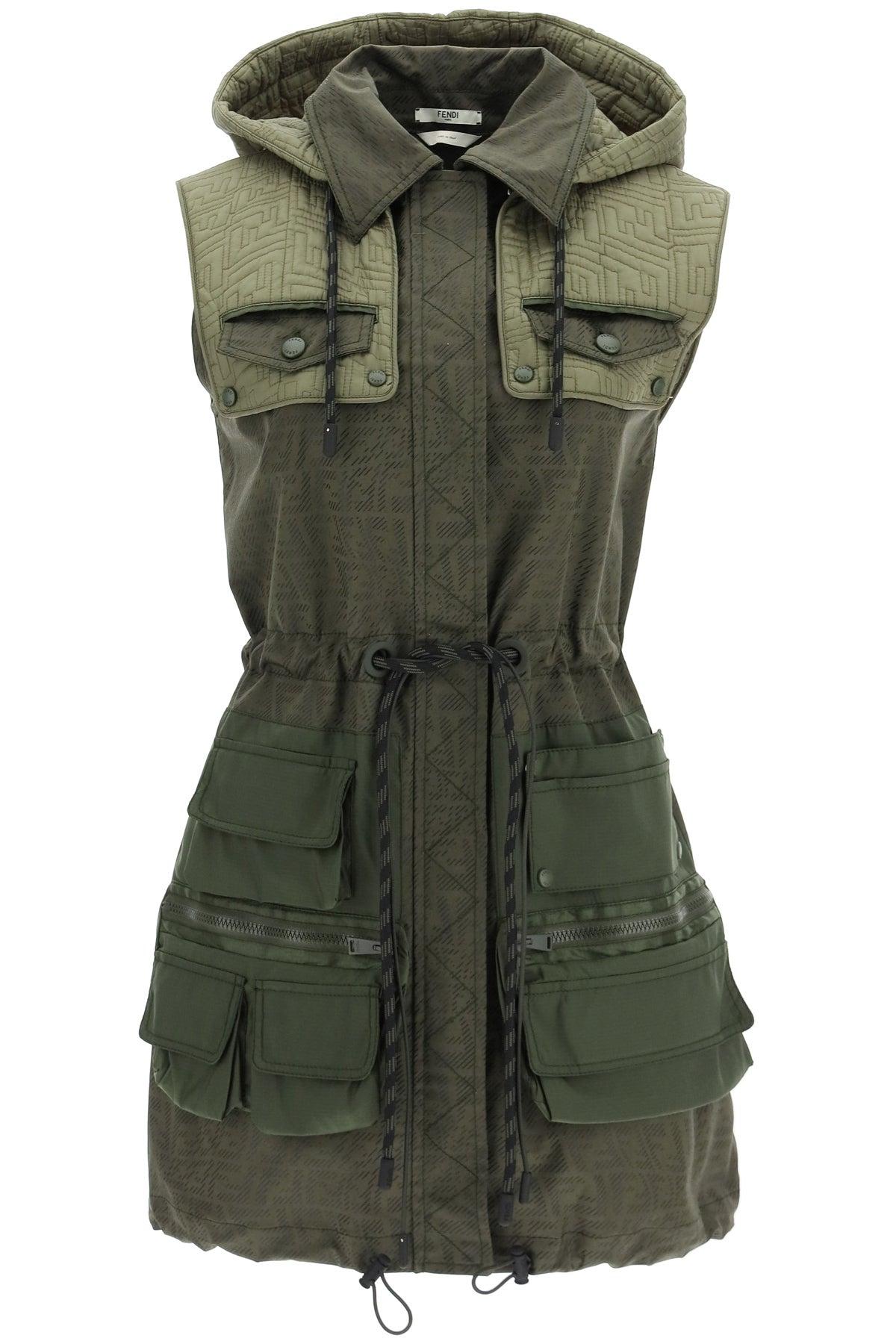 Fendi Cotton Cargo Ff Gilet in Green | Lyst