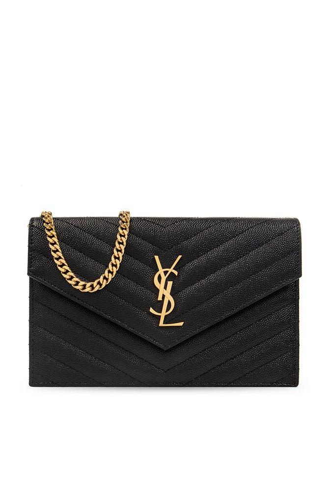 Saint Laurent Cassandre Matelassé Envelope Chain Wallet in Black Lyst