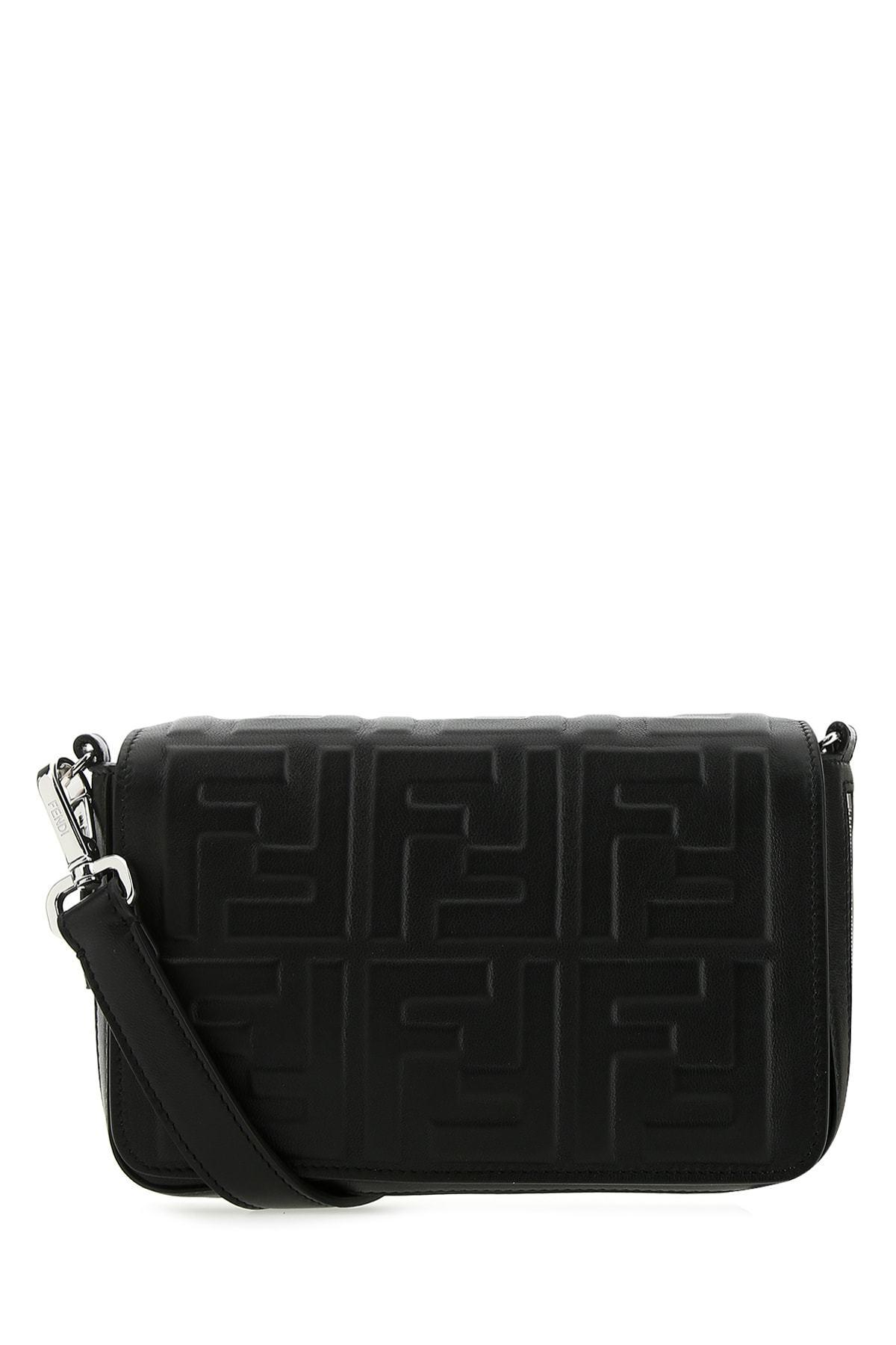 Fendi Leather Ff Embossed Camera Bag in Black - Lyst