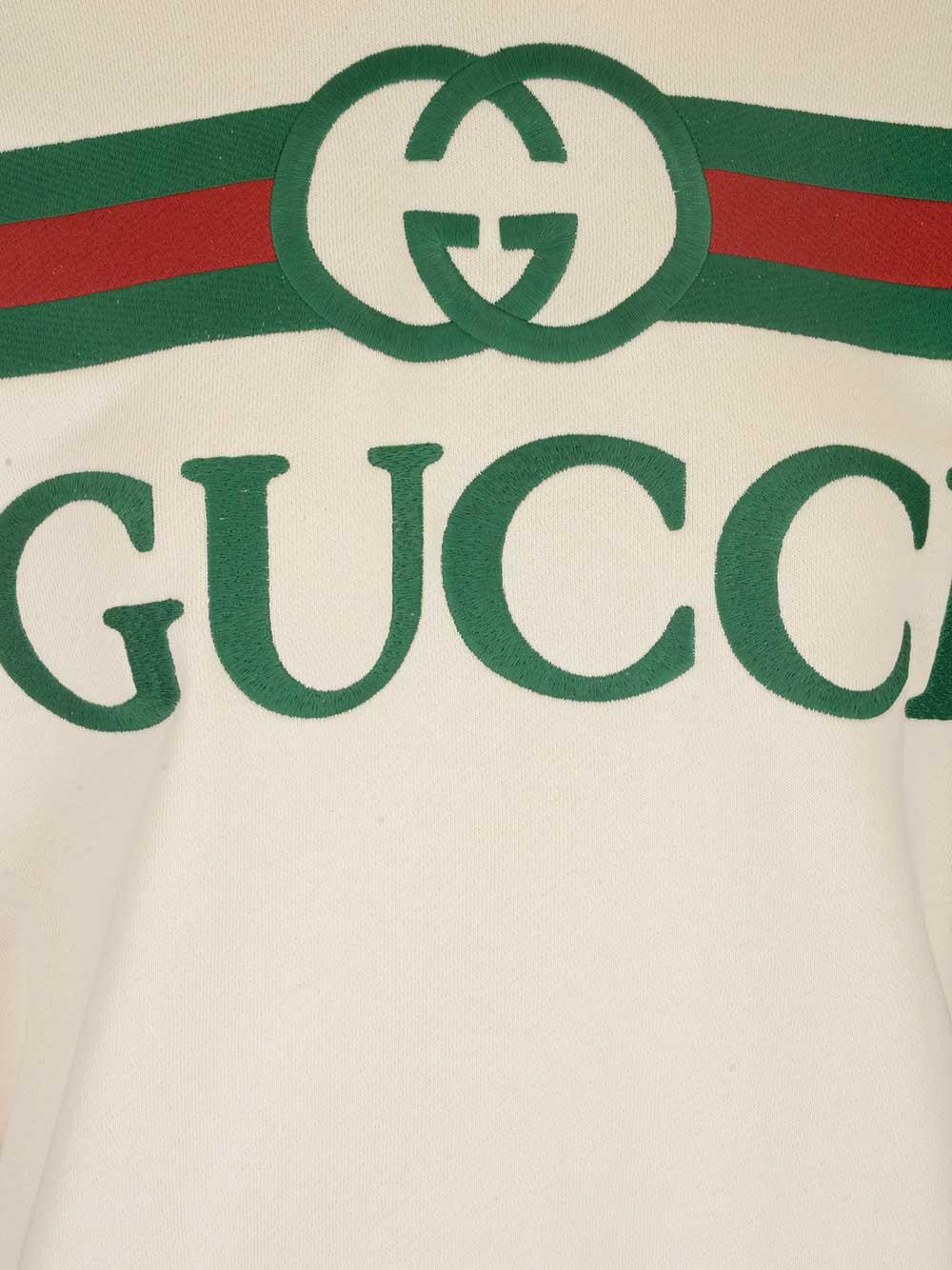 Gucci Cotton Oversized Logo Sweatshirt in White - Save 28% - Lyst