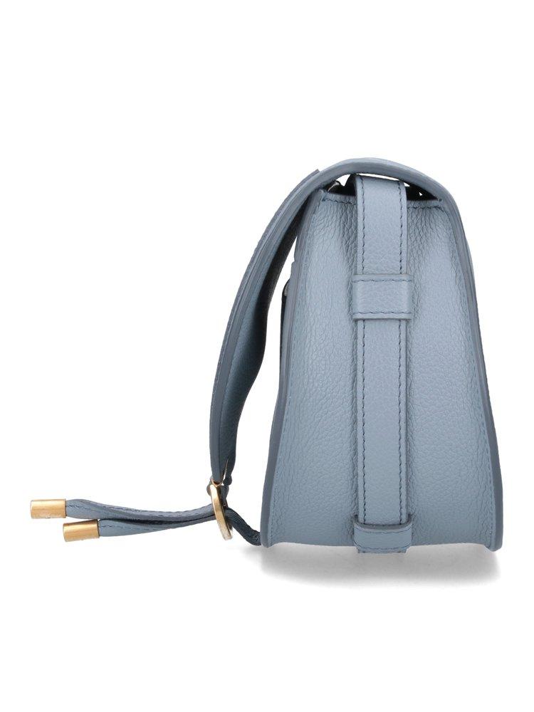 Flap Over Bag Medium Size Blue Leather Fold Over Messenger 
