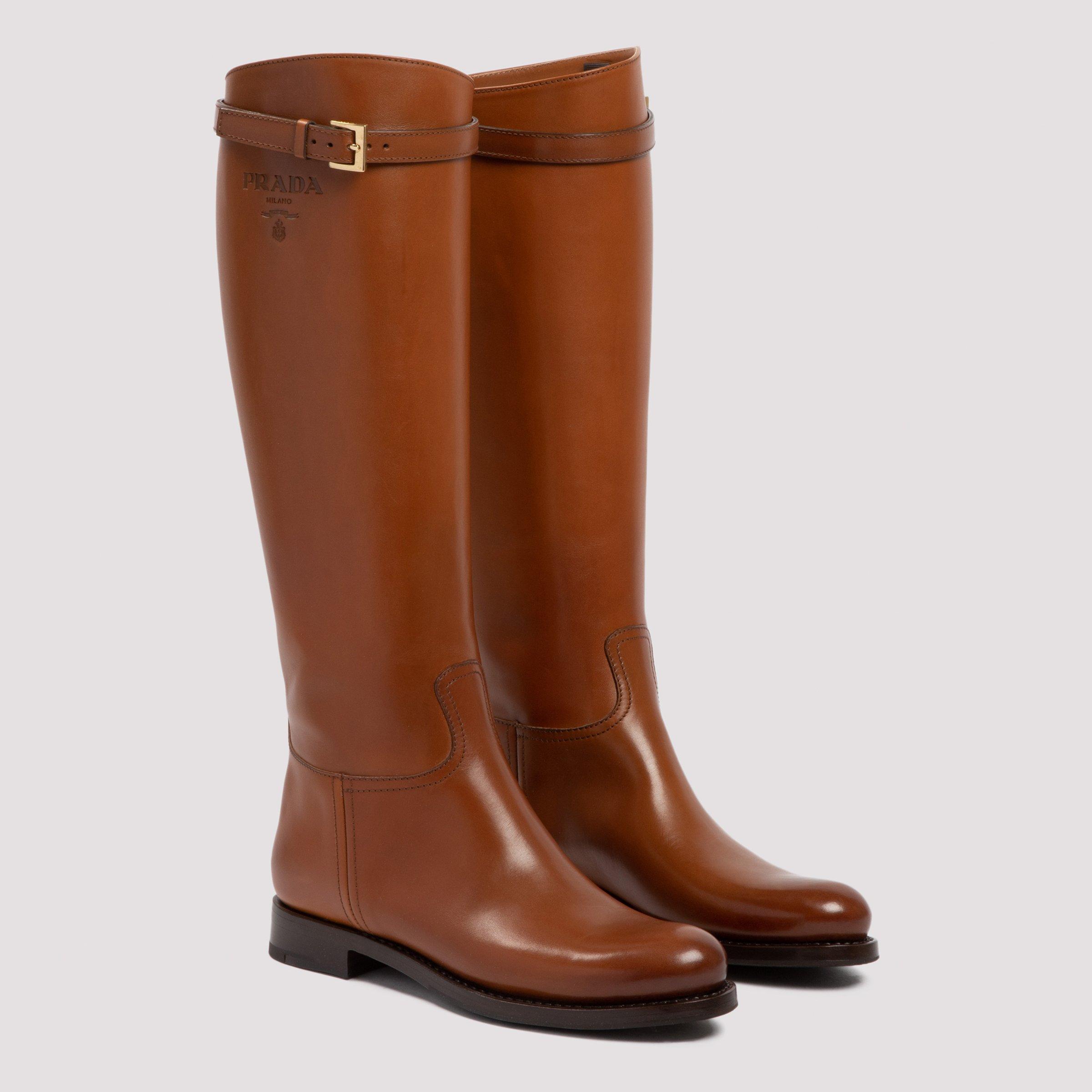 prada brown leather boots