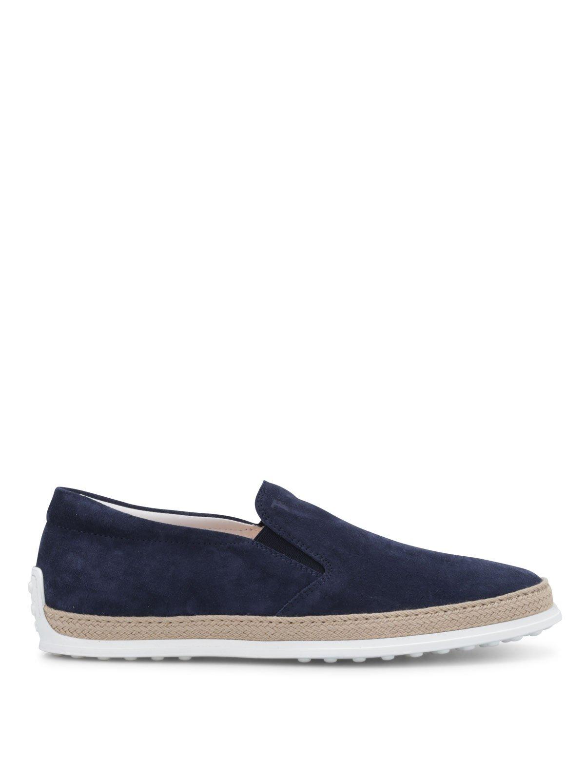 Tod's Leather Slip On Sneakers in Blue for Men - Lyst