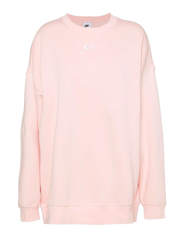 Nike Logo Embroidered Crewneck Sweatshirt in Pink | Lyst