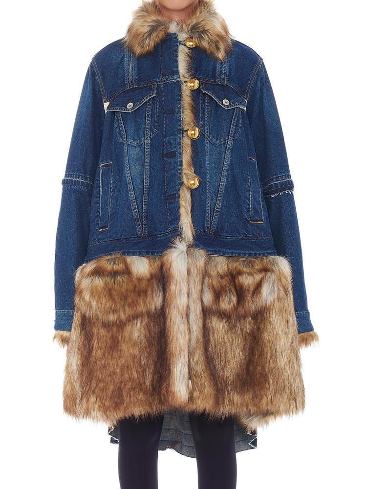 sacai denim fur jacket