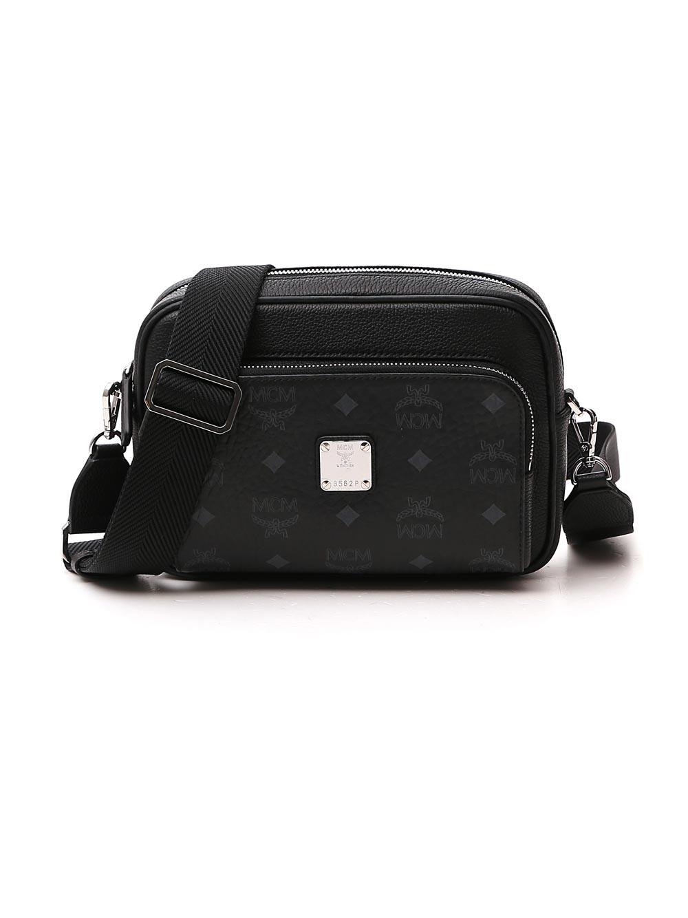 MCM Leather Klassik Visetos Crossbody Bag in Black - Lyst