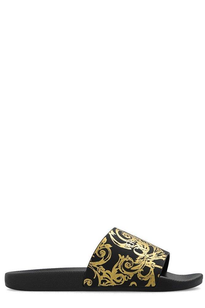 Versace Jeans Couture Baroque Printed Slides in Black for Men | Lyst