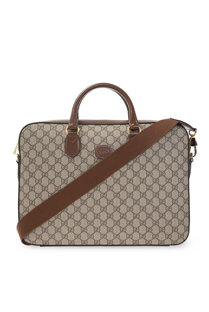 Gucci Beige/Ebony GG Supreme Canvas and Leather Interlocking Logo Laptop  Case Gucci