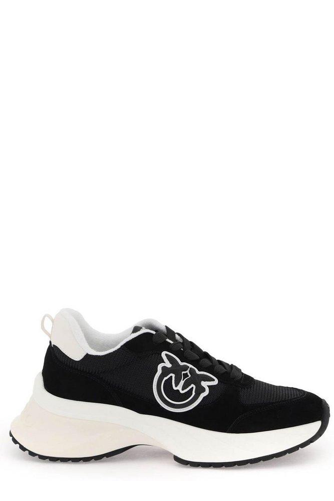 Pinko Logo Patch Lace-up Sneakers in Black | Lyst