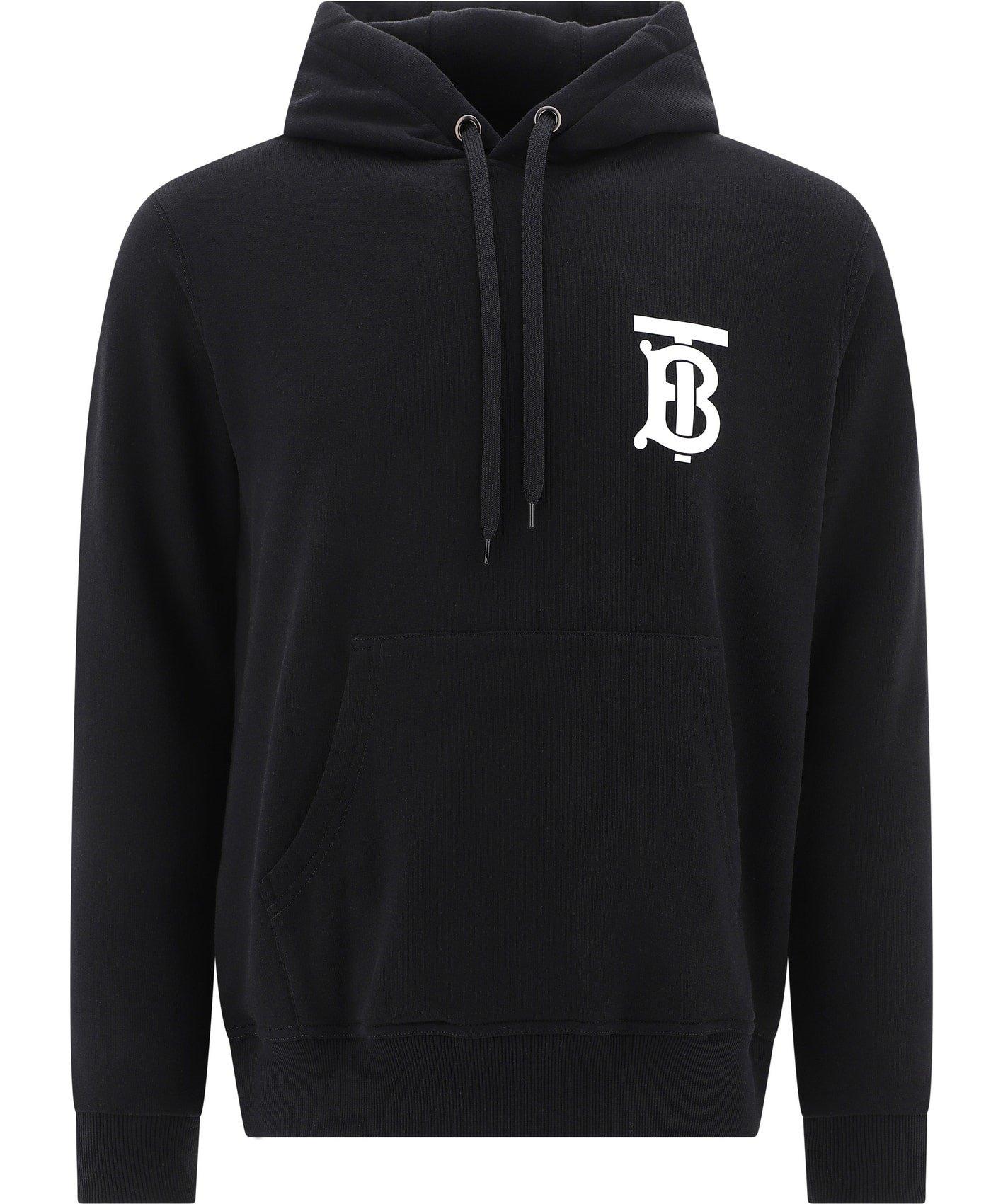 Burberry Cotton Tb Logo Hoodie in Black for Men Lyst
