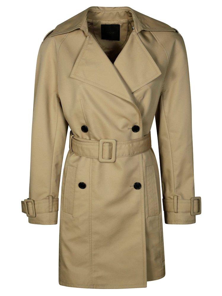 トレンチコート Pinko Double-Breasted Coat With Belted Waist 24320082_54414143_1000.jpg