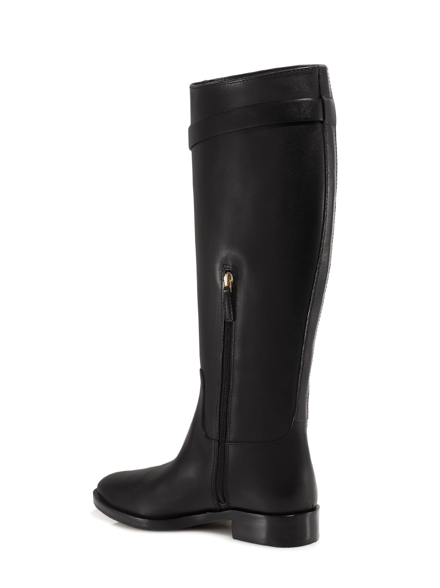 Tory Burch Leather T-hardware Riding Boots in Black | Lyst
