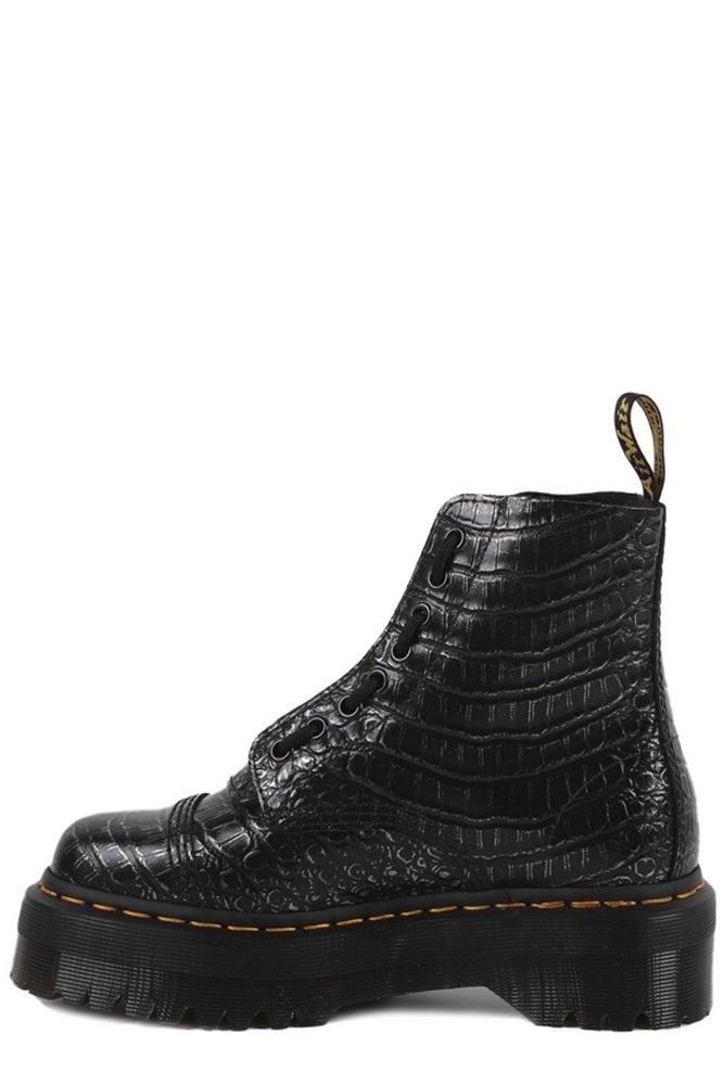 Dr. Martens Sinclair Wild Croc Round Toe Boots in Black | Lyst