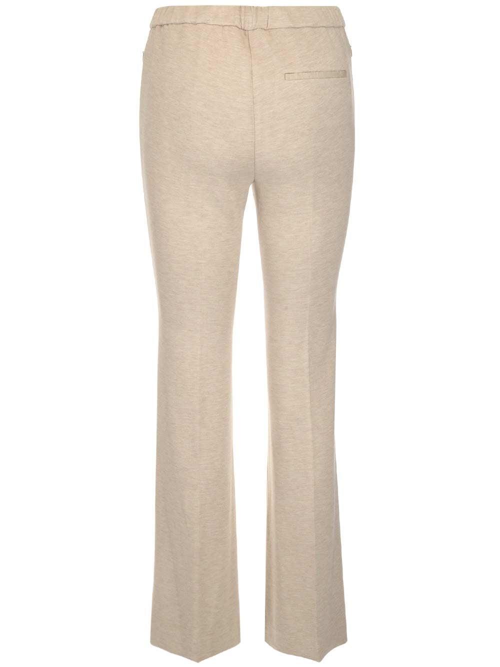 Theory Slit Demitria Double-knit Jersey Pants in Natural