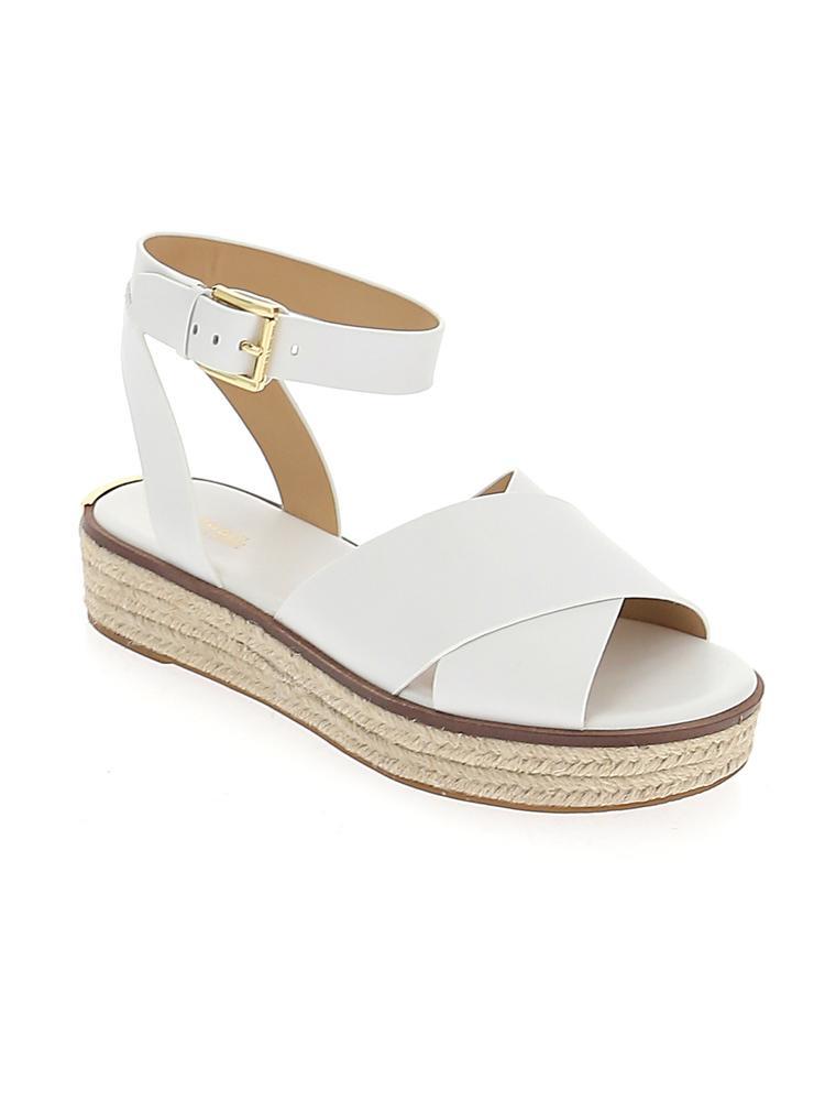 MICHAEL Michael Kors Leather Abbott Espadrille Sandals in White - Save 64% - Lyst