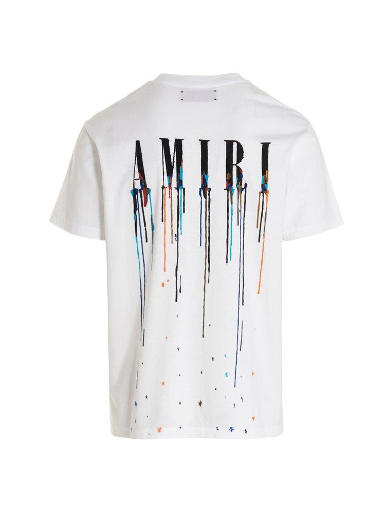 Amiri Paint Drip Logo Crewneck T-shirt in White for Men