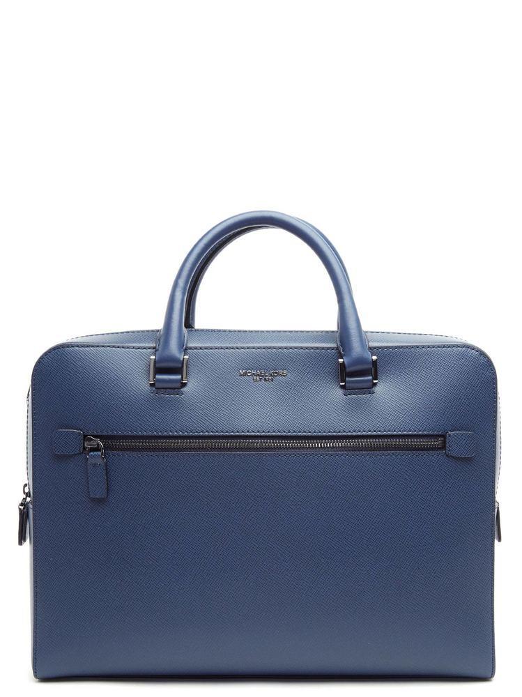 Michael Kors Leather Harrison Laptop Bag in Blue for Men Lyst