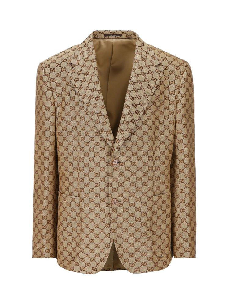Gucci Gg Monogram Single Breasted Suit Jacket in Natural for Men