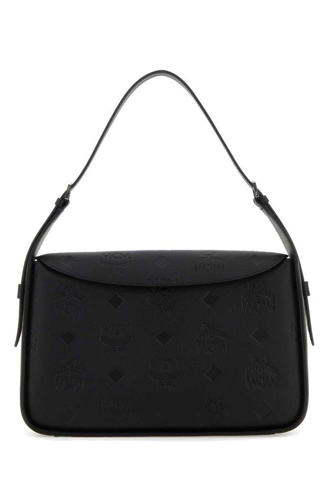 MCM Aren Monogram Embossed Hobo Bag in Black Lyst