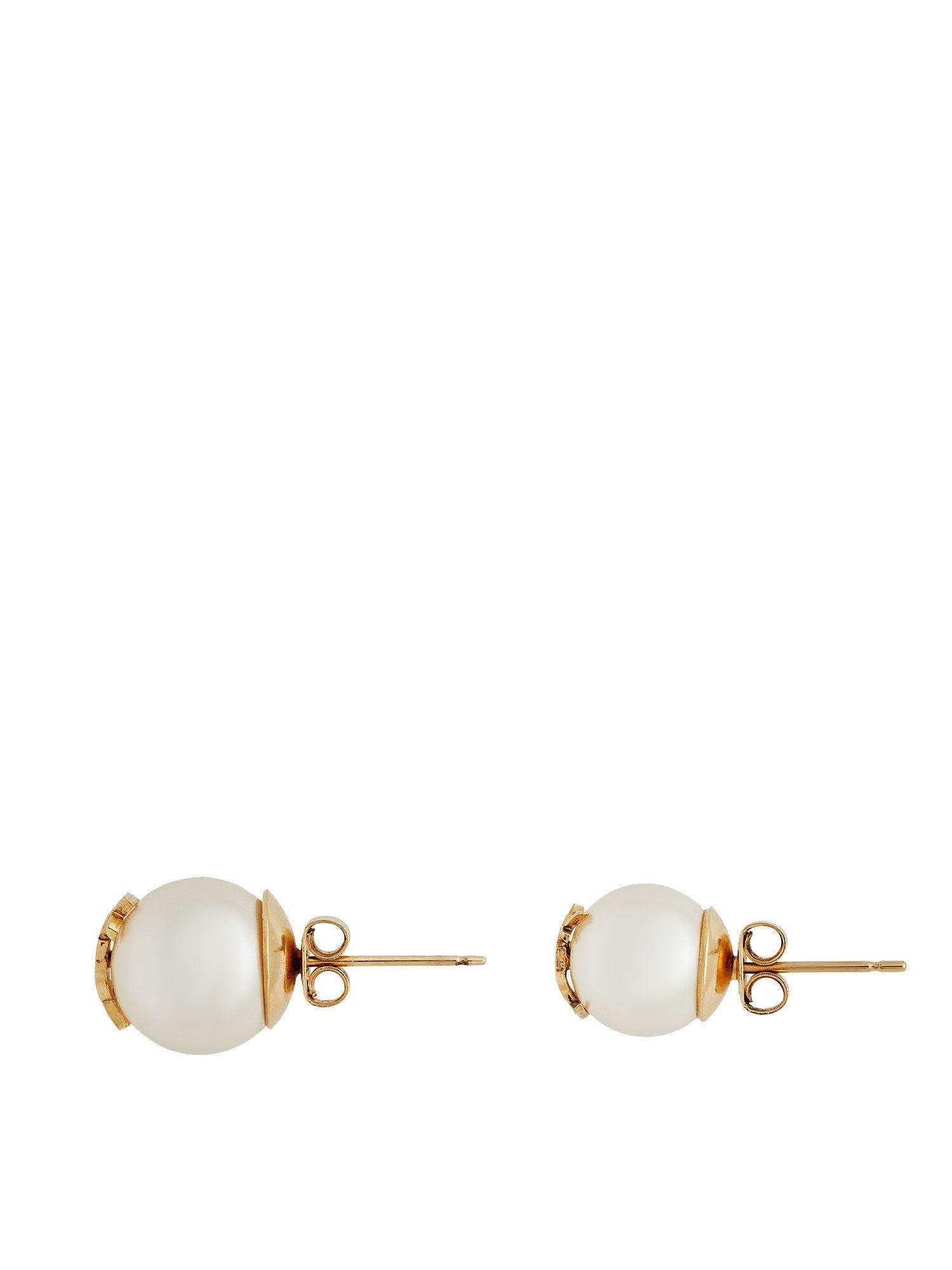 Saint Laurent Ysl Pearl Earrings in White | Lyst
