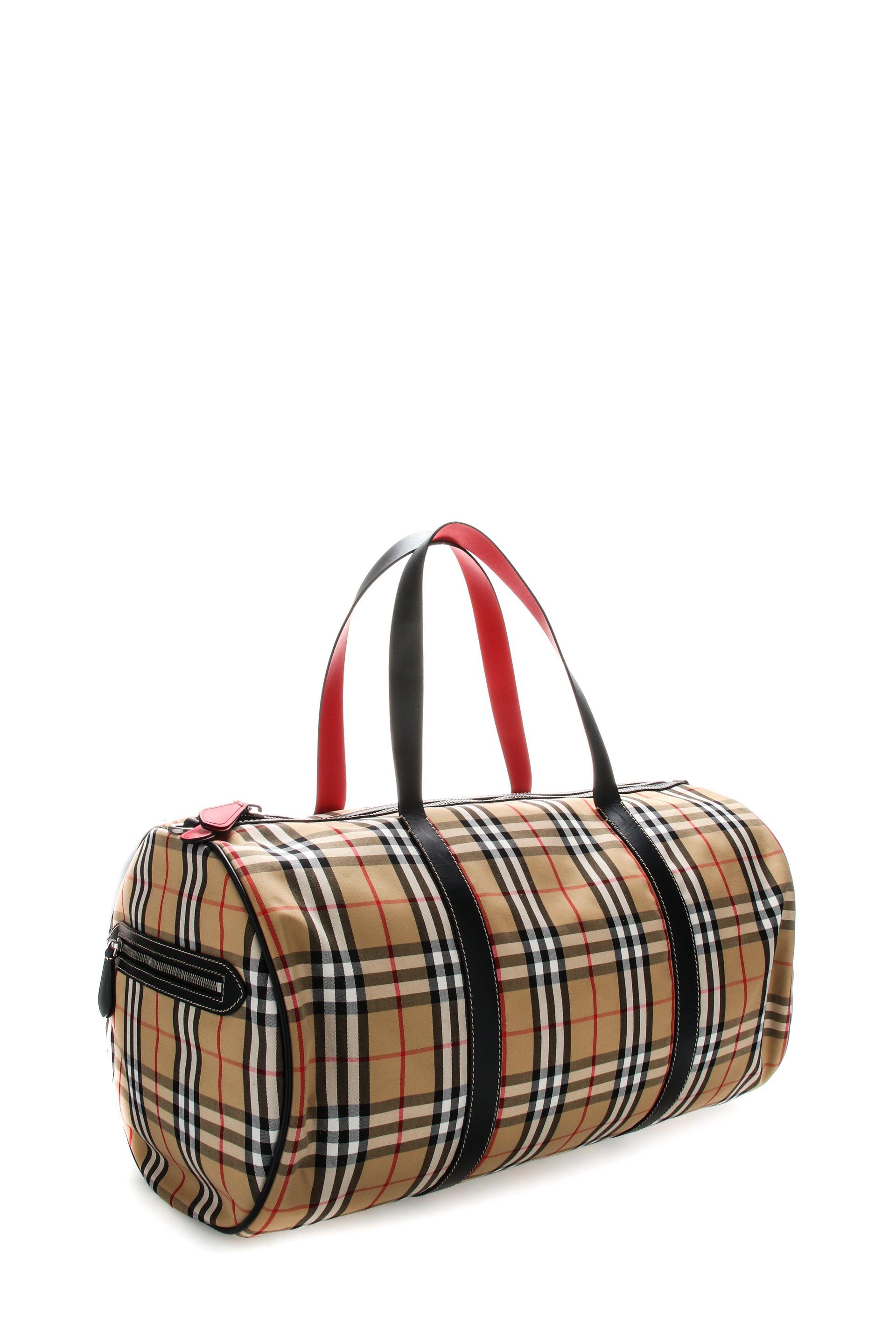 Burberry Leather Large Vintage Check Barrel Bag for Men - Lyst
