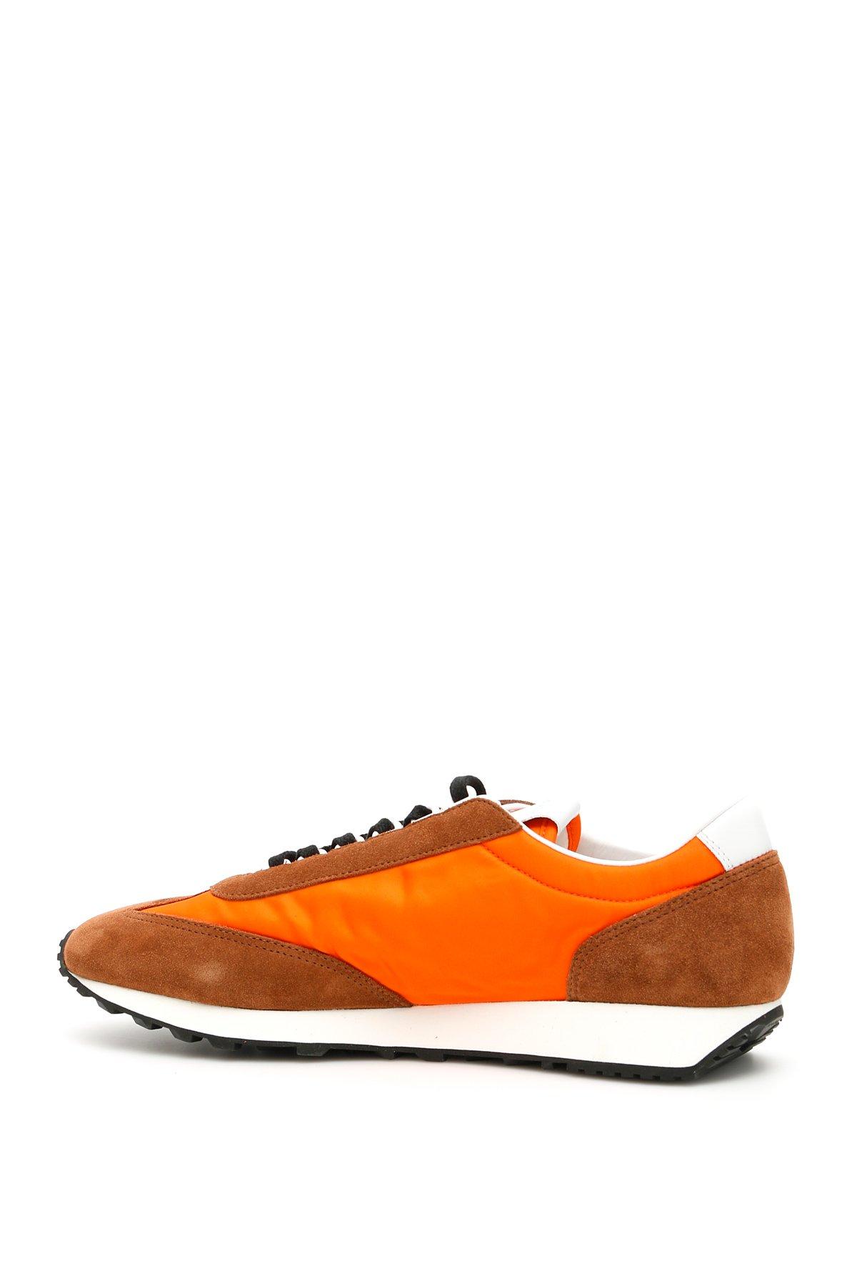 Prada Cotton Logo Lace-up Sneakers in Orange,Brown,White (Orange) for ...
