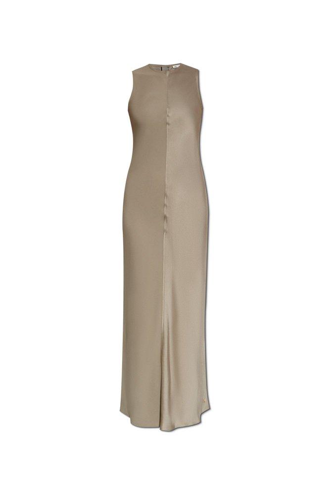 【AMI PARIS】アミパリス Sleeveless dress ベージュ AMI Paris Short Sleeve Long Dress in Ash | FWRD