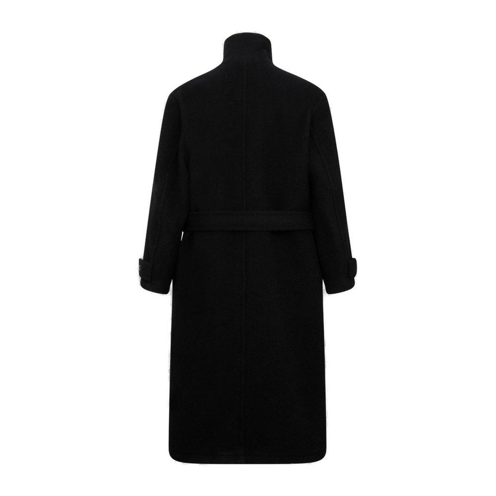 Lemaire Men's Black Wrap Wool Coat