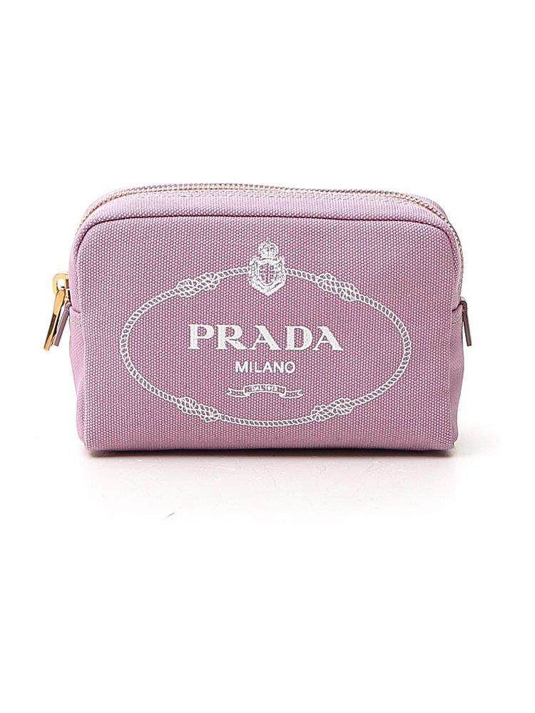 Prada Logo Printed Cosmetic Pouch in Pink | Lyst