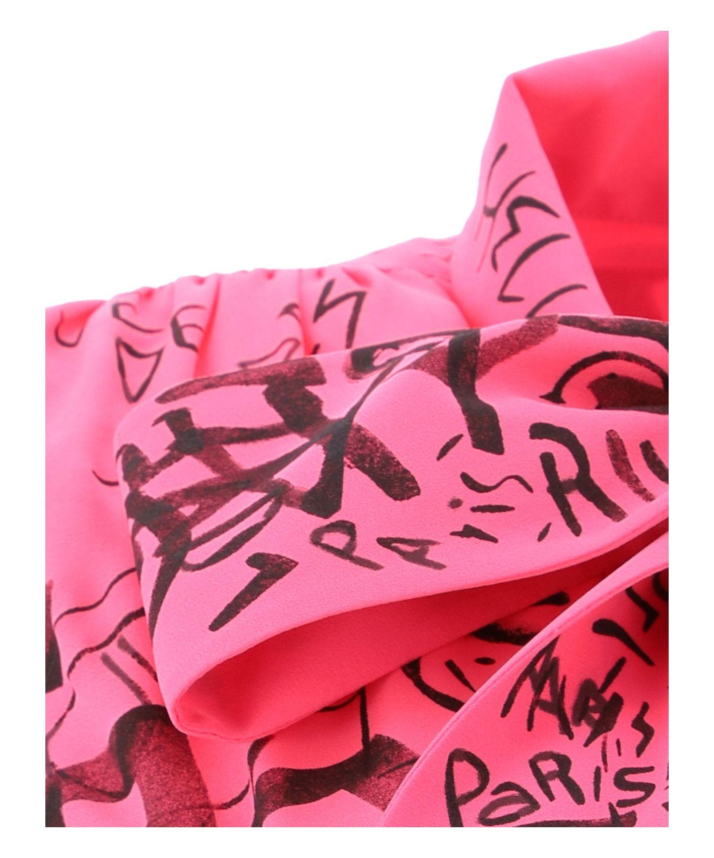 Balenciaga Graffiti Crepe Tie-neck Dress in Pink | Lyst Canada