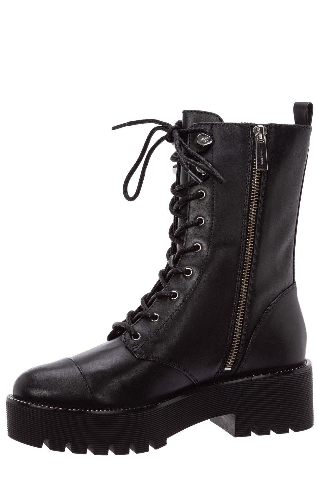 Michael Kors Leather Bryce Platform Combat Boots in Black | Lyst