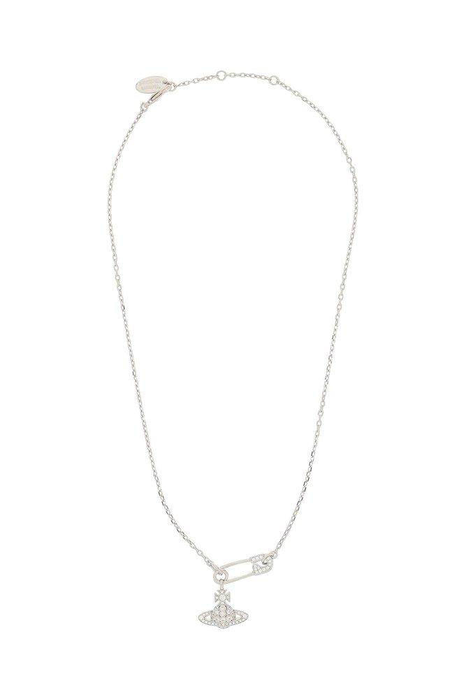 Vivienne Westwood Necklace Silver Pendant Womens Silver Thin Lines Flat Orb  | Hurleys