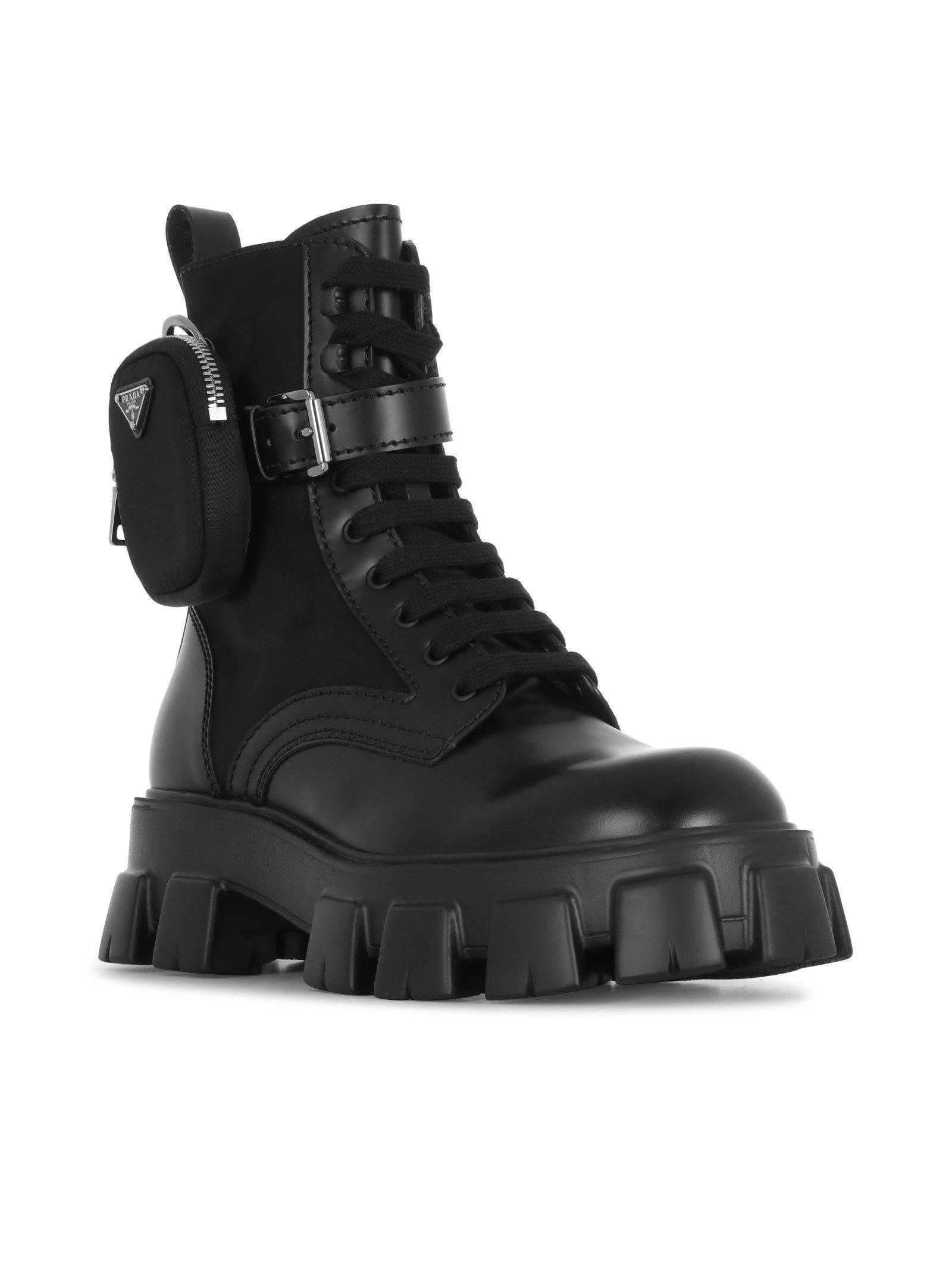 Prada Leather Monolith Boots in Black for Men | Lyst