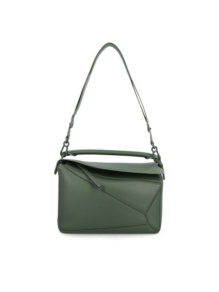 Loewe Puzzle Logo Embossed Shoulder Bag in Green for Men | Lyst