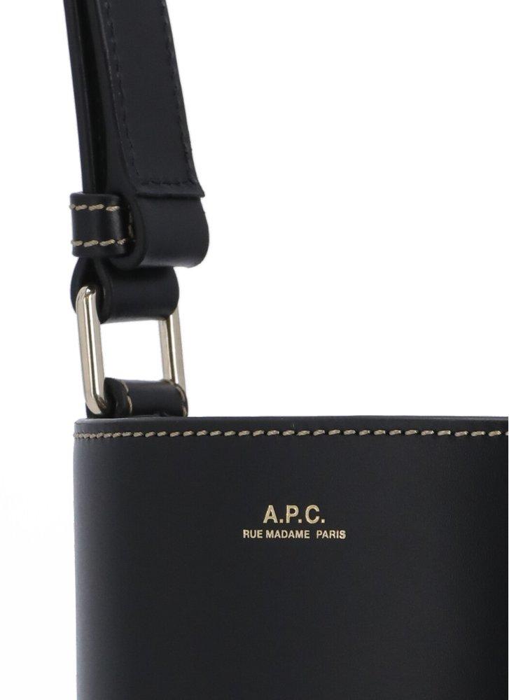 A.P.C. Sac Ambre Logo Bucket Bag in Black