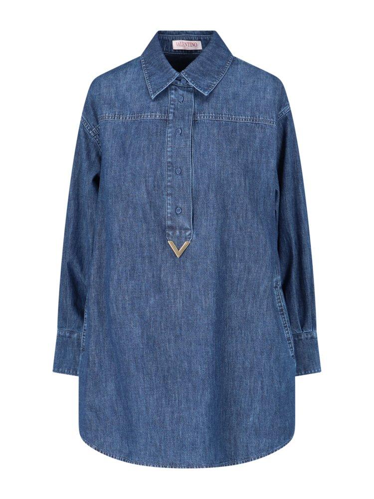 Valentino Blue Patch Pocket Denim Shirt