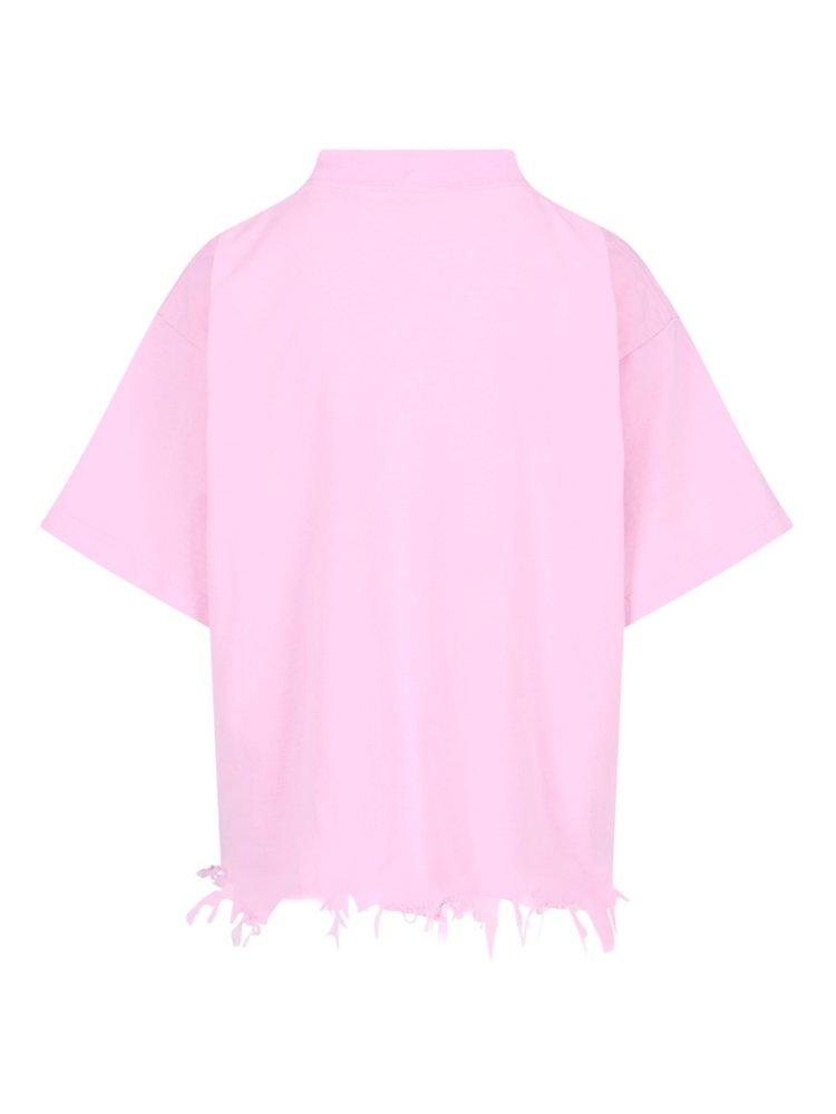 Balenciaga Bb Icon Frayed Edge T-Shirt in Pink | Lyst