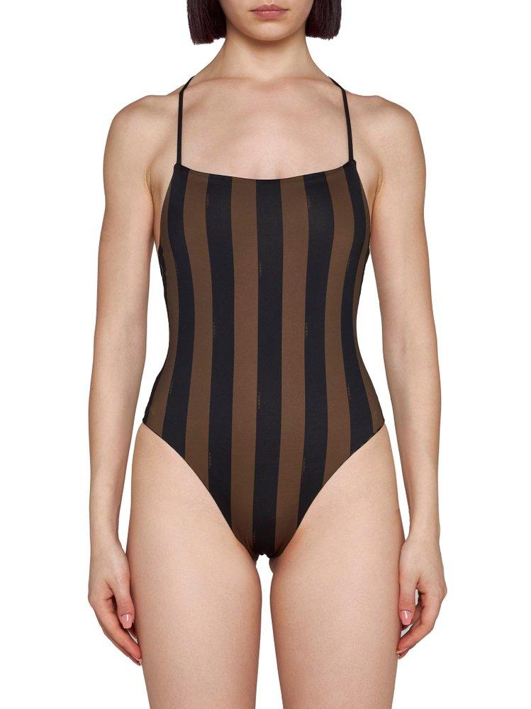 Brown Lycra Fendi Swimming Suit Fendi Swim Fendi Ff Logo